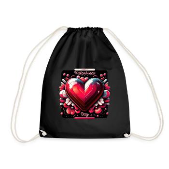 Valentinstag Herz Glanz Charm - Turnbeutel - Schwarz - Vorne