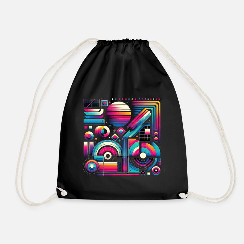 Neon Retro Wave Abstrakt - Turnbeutel - Schwarz