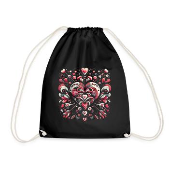 Heart Fusion Elegance - Drawstring Bag - black - Front