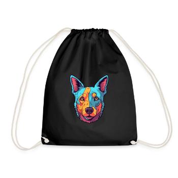 Australian Cattle Dog Breed Watercolor Cartoon Kaw - Drawstring Bag - black - Front