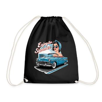 Femme cabriolet Profitez de l’été des années 1950 1960 - Sac de sport léger - noir - Devant