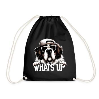 Bernhardiner Hund Was geht ab Geschenk - Turnbeutel - Schwarz - Vorne