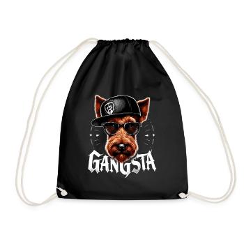 Irish Terrier Gangsta Gangster Dog Gift - Drawstring Bag - black - Front