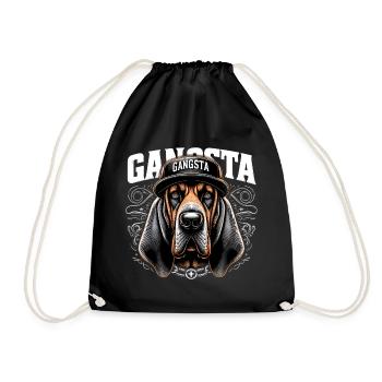 Bloodhound Gangsta Gangster Hund Geschenk - Turnbeutel - Schwarz - Vorne
