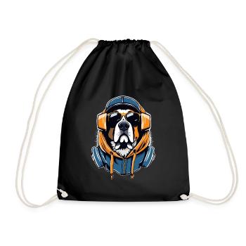 Bernhardiner Gangsta Gangster Hund Geschenk - Turnbeutel - Schwarz - Vorne