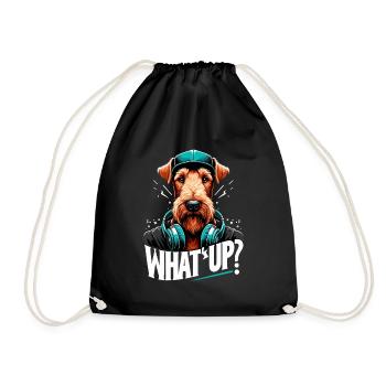 Irish Terrier Was geht ab Gangsta Hund Geschenk - Turnbeutel - Schwarz - Vorne