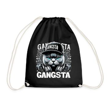 BKH Britisch Kurzhaar Blue Katze Gangsta Gangster - Turnbeutel - Schwarz - Vorne