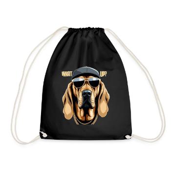 Bloodhound Was geht Gangsta Hund Geschenk - Turnbeutel - Schwarz - Vorne
