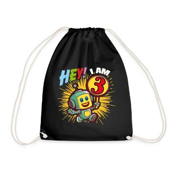 Petit robot de trois ans Bonjour j’ai 3 ans - Sac de sport léger - noir - Devant