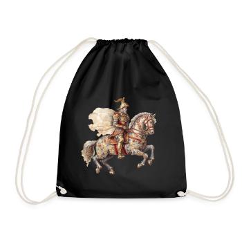 Ritter auf dem Pferd, Mittelalter - Turnbeutel - Schwarz - Vorne
