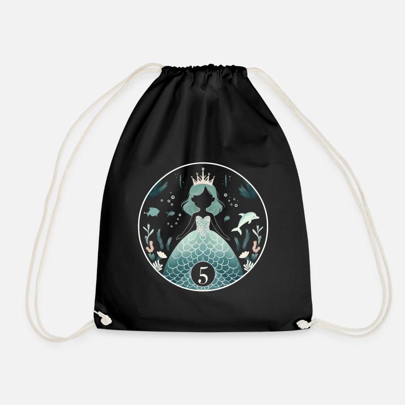 Mermaid Princess Magic - Drawstring Bag - black