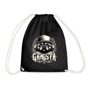 Pekingese Gangsta Gangster Lion Dog Dog Gift - Drawstring Bag - black - Front