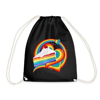 Morceau de gâteau arc-en-ciel à la crème et à la cerise - Sac de sport léger - noir - Devant