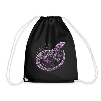 Lizard shades of purple aboriginal patterns, tribal - Drawstring Bag - black - Front