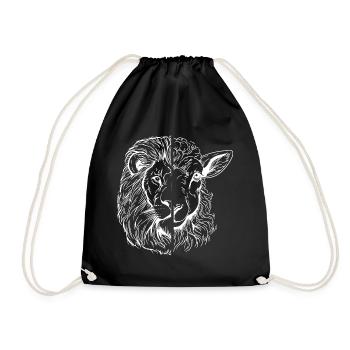 Lion and Lamb - Drawstring Bag - black - Front