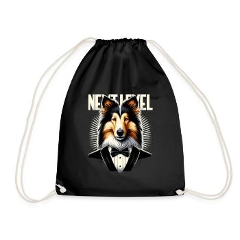 Collie Smoking Anzug schick Hund Geschenk - Turnbeutel - Schwarz - Vorne