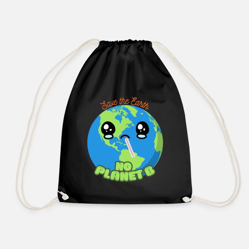 Save the Earth - no Planet B - Drawstring Bag - black