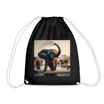 Éléphants dans la jungle - Sac de sport léger - noir - Devant