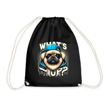 Pekingese What's Up Lion Dog Dog Gift - Drawstring Bag - black - Front