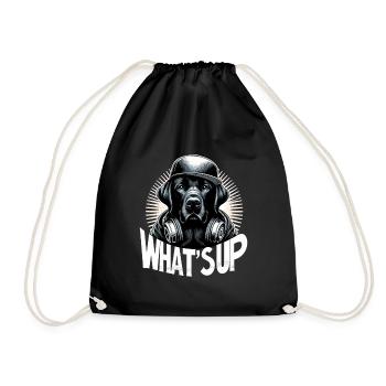 Black Labrador Gangster What's Up Gift - Drawstring Bag - black - Front