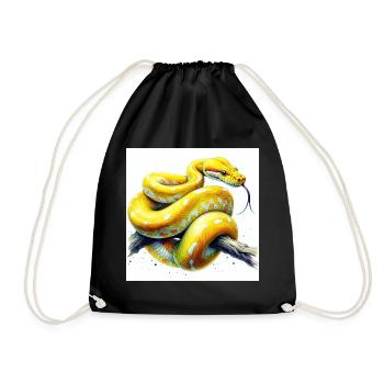 Gelbe Python - Turnbeutel - Schwarz - Vorne