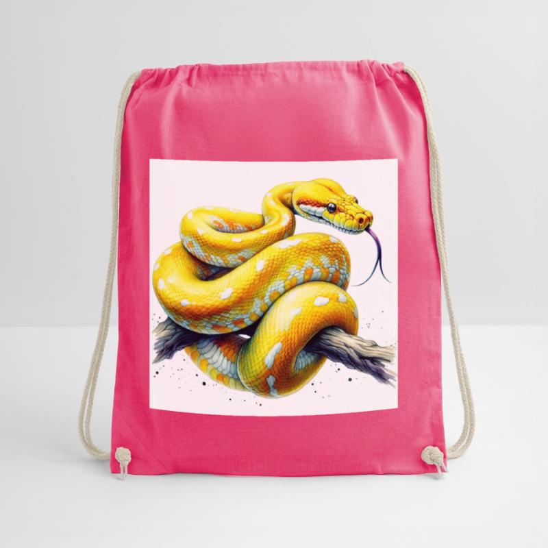 Yellow python Drawstring Bag