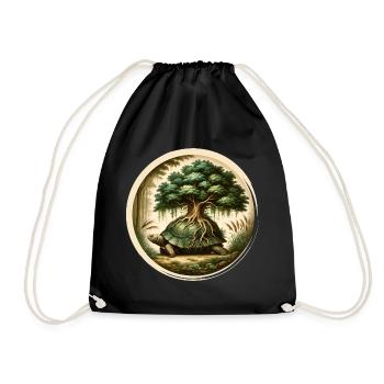 Tortue avec un bonsaï sur sa carapace - Sac de sport léger - noir - Devant