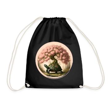 Tortue avec un bonsaï sur sa carapace - Sac de sport léger - noir - Devant
