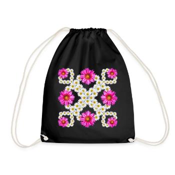 Gazania Marguerite Blossom Floral Pattern Daisies - Drawstring Bag - black - Front