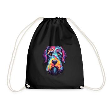 Schnauzer géant race de chien aquarelle dessin animé Kawai - Sac de sport léger - noir - Devant