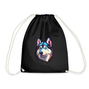 Husky Chien Race Aquarelle Dessin animé Kawaii Coloré - Sac de sport léger - noir - Devant