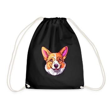 Corgi Chien Race Aquarelle Dessin Animé Kawaii Coloré - Sac de sport léger - noir - Devant