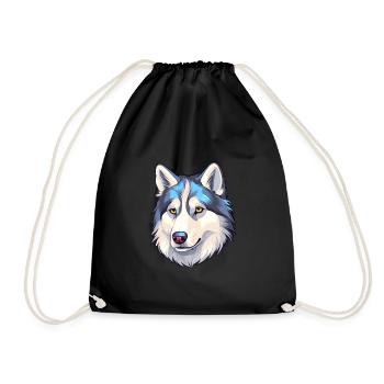 Husky Sibérien Race Chien Aquarelle Dessin Animé Kawaii - Sac de sport léger - noir - Devant