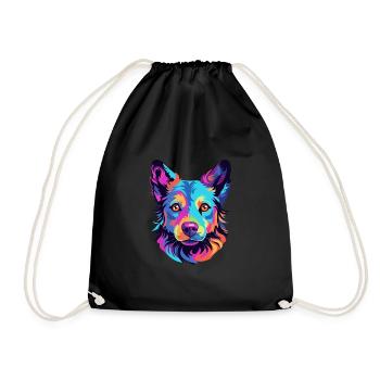 Mudi Hunderasse Aquarell Cartoon Kawaii Bunt - Turnbeutel - Schwarz - Vorne