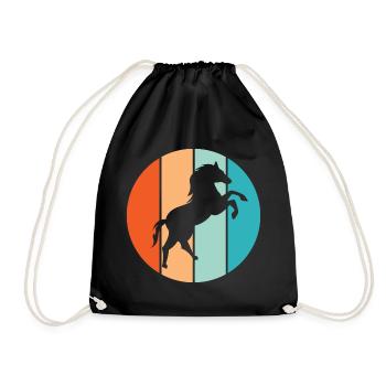 Horse retro colors gallop animals nature illustration - Drawstring Bag - black - Front