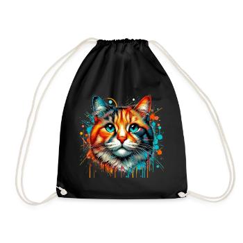 Cat - Drawstring Bag - black - Front