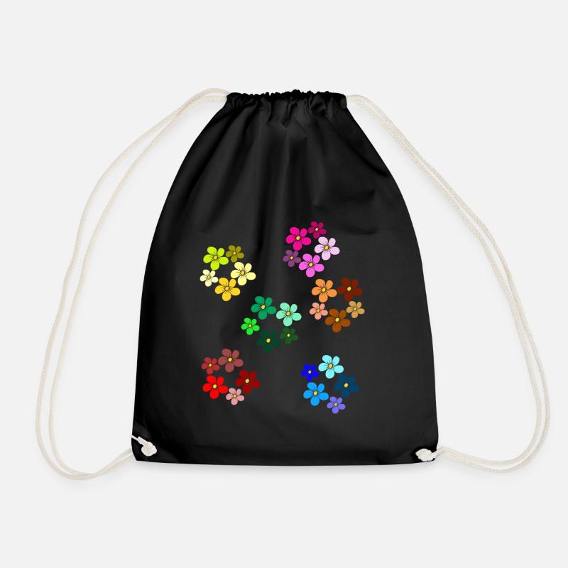 Blumenmuster blühende Blume floral Blumenranke - Turnbeutel - Schwarz