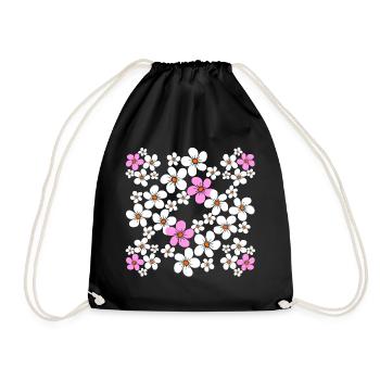 Blumenmuster Blume floral Blumenranke Blüte - Turnbeutel - Schwarz - Vorne