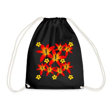 Fleur florale à motif floral coloré - Sac de sport léger - noir - Devant