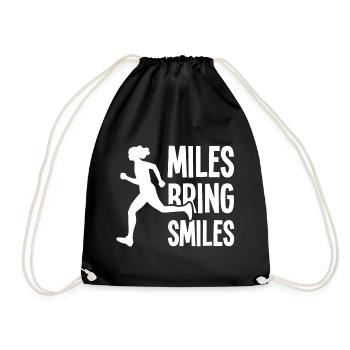 Miles Bring Smiles - Running Saying - Drawstring Bag - black - Front