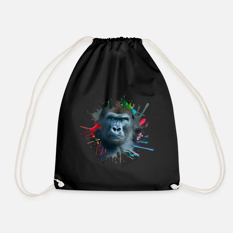 Gorilla Amidst Colour Chaos - Drawstring Bag - black