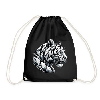 Tiger Tigerkopf geometrisch Geometrie Geschenk - Turnbeutel - Schwarz - Vorne