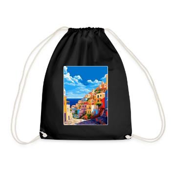 Ponza Italy Vintage Travel Poster WPA Art Souvenir - Drawstring Bag - black - Front