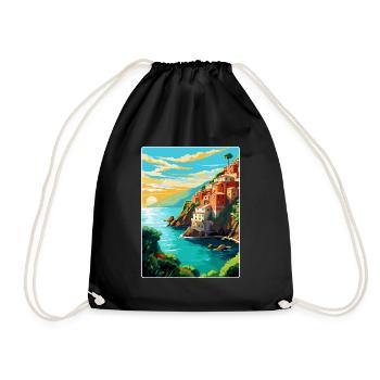 Cinque Terre Italie Affiche de voyage vintage souvenir - Sac de sport léger - noir - Devant