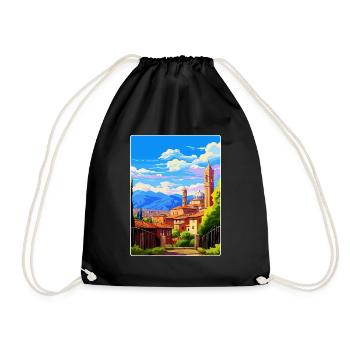 Bergame Italie Affiche de voyage vintage WPA Souvenir - Sac de sport léger - noir - Devant
