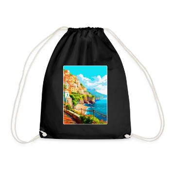 Amalfi Italie Affiche de voyage vintage WPA Souvenir - Sac de sport léger - noir - Devant