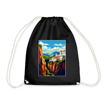 Ronda Spain Vintage Travel Poster WPA Art Souvenir - Drawstring Bag - black - Front