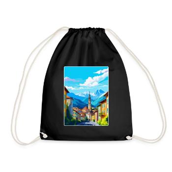 Bozen Italien Vintage Reiseplakat WPA Souvenir - Turnbeutel - Schwarz - Vorne