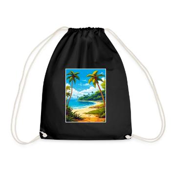 Jamaica Caribbean Vintage Travel Poster Souvenir - Drawstring Bag - black - Front