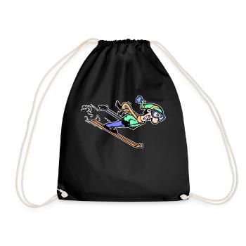 Snow Winter Sports Skiers Skiing - Drawstring Bag - black - Front